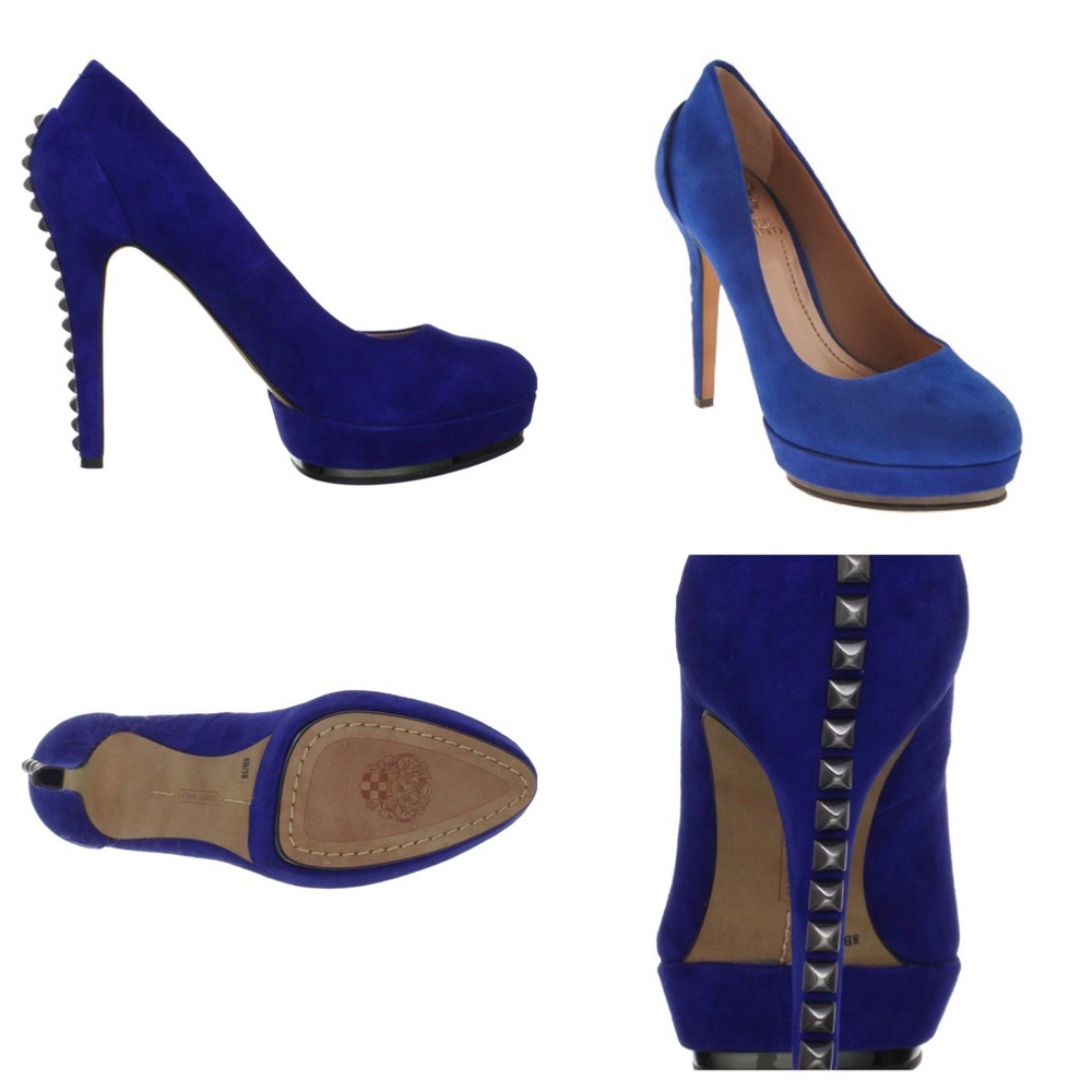 Vince Camuto Deba Blue Suede Platform Sz 9.5M
